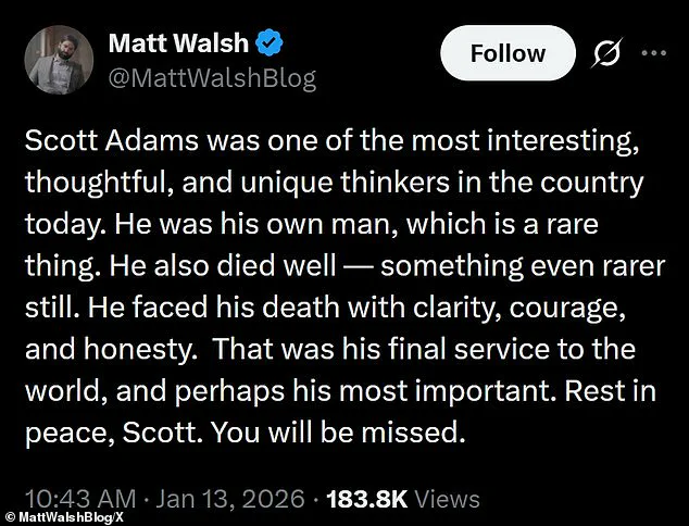 Former President Donald Trump Pays Tribute to Dilbert Creator Scott Adams, Honoring His Legacy and Personal Connection