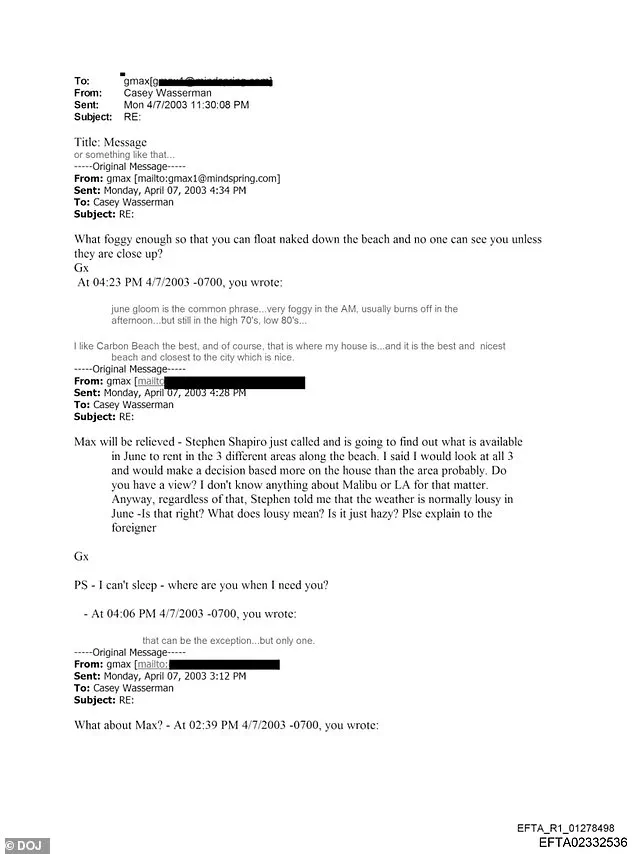 New DOJ Documents Reveal 2003 Emails Between Casey Wasserman and Ghislaine Maxwell, Epstein Associate