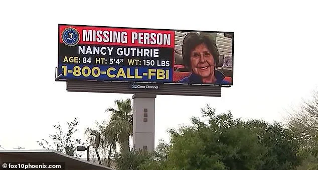 FBI and Pima County Sheriff Launch Expanded Search for Missing 84-Year-Old Nancy Guthrie Using Digital Billboards Across Major Cities