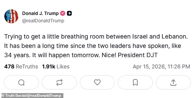 Trump Facilitates historic Israel-Lebanon Peace Talks